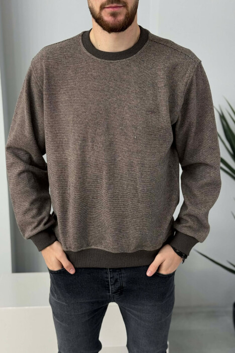 ROUND NECK SIMPLE MEN SWEATER DARK BEIGE/BEZHE ERRET - 3