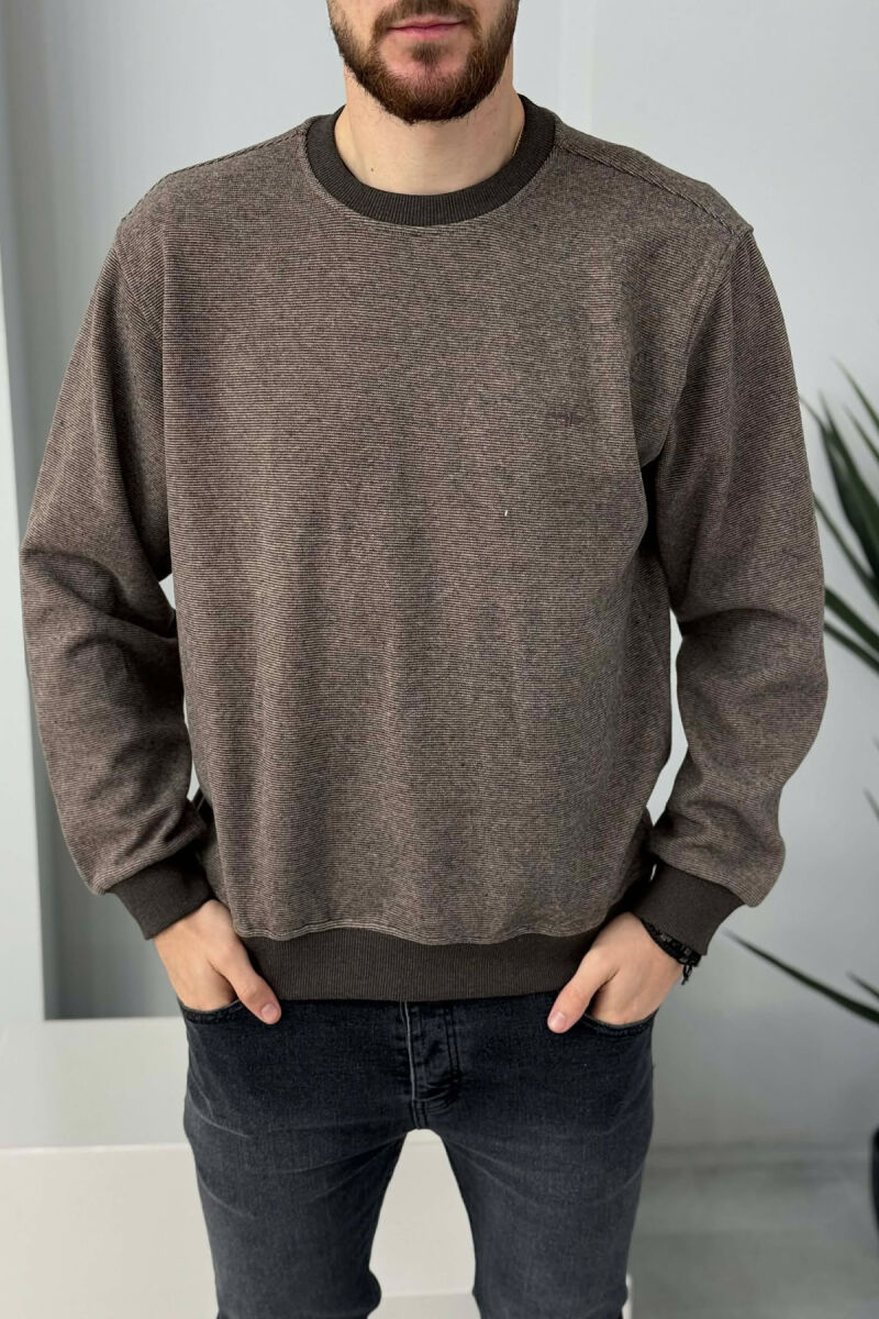 ROUND NECK SIMPLE MEN SWEATER DARK BEIGE/BEZHE ERRET - 3