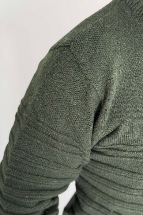 ROUND NECK SIMPLE MEN SWEATER DARK GREEN/JEE - 2