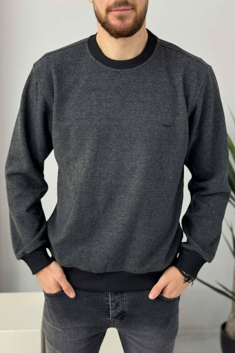 ROUND NECK SIMPLE MEN SWEATER DARK GREY/GEE - 2