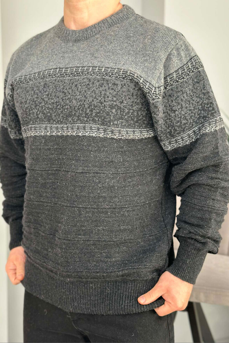 ROUND NECK SIMPLE MEN SWEATER DARK GREY/GEE - 4