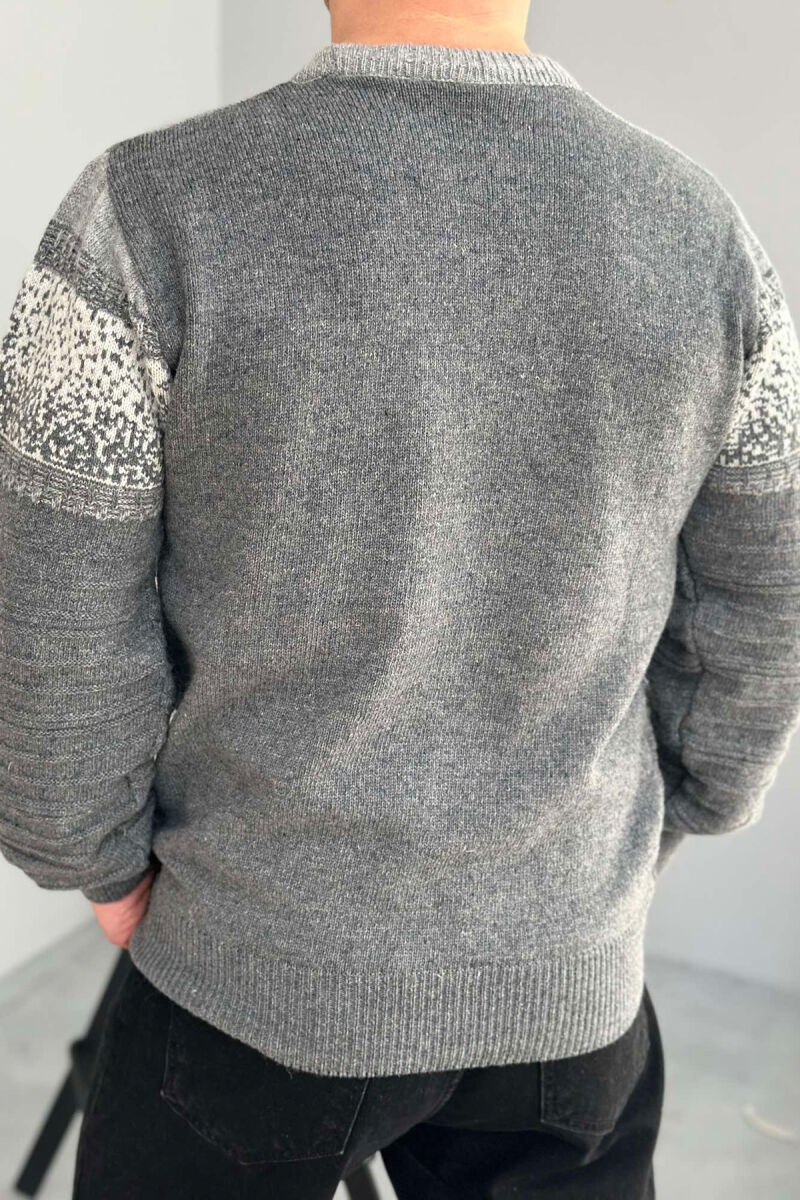 ROUND NECK SIMPLE MEN SWEATER GREY/GRI - 2