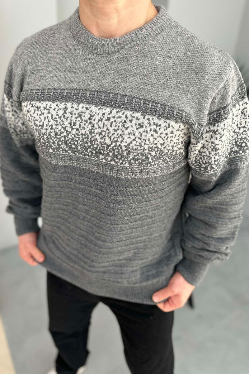 ROUND NECK SIMPLE MEN SWEATER GREY/GRI - 3