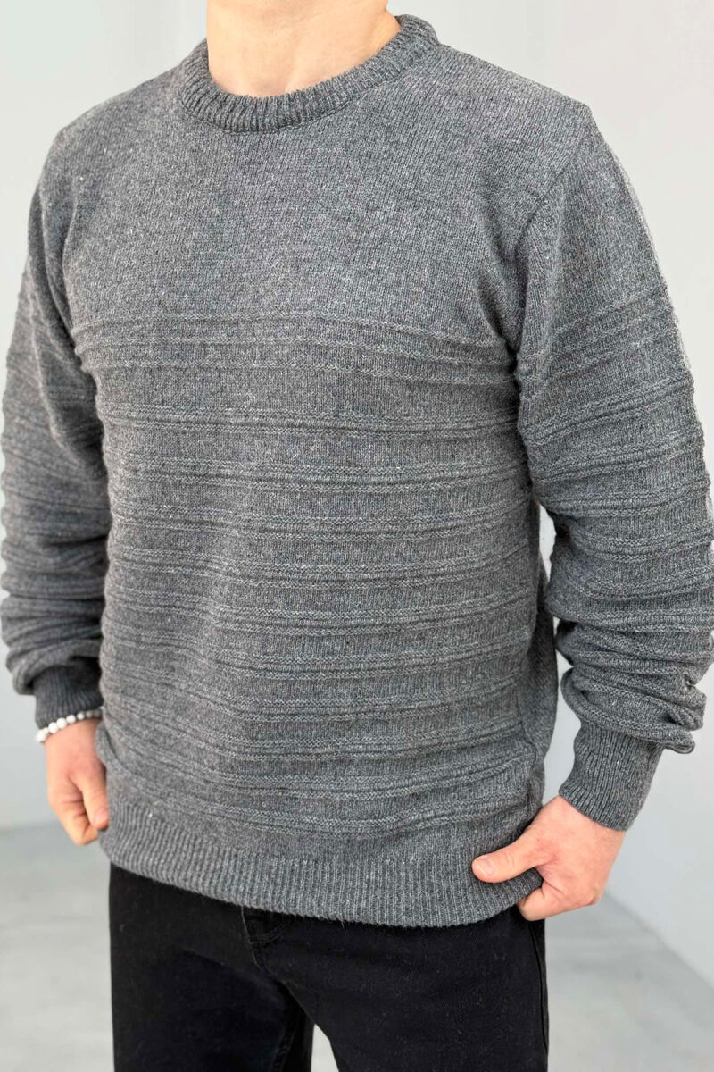 ROUND NECK SIMPLE MEN SWEATER GREY/GRI - 2