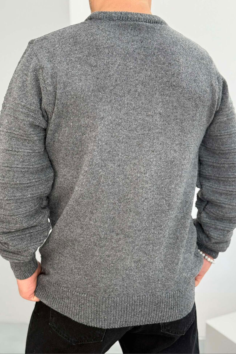 ROUND NECK SIMPLE MEN SWEATER GREY/GRI - 4