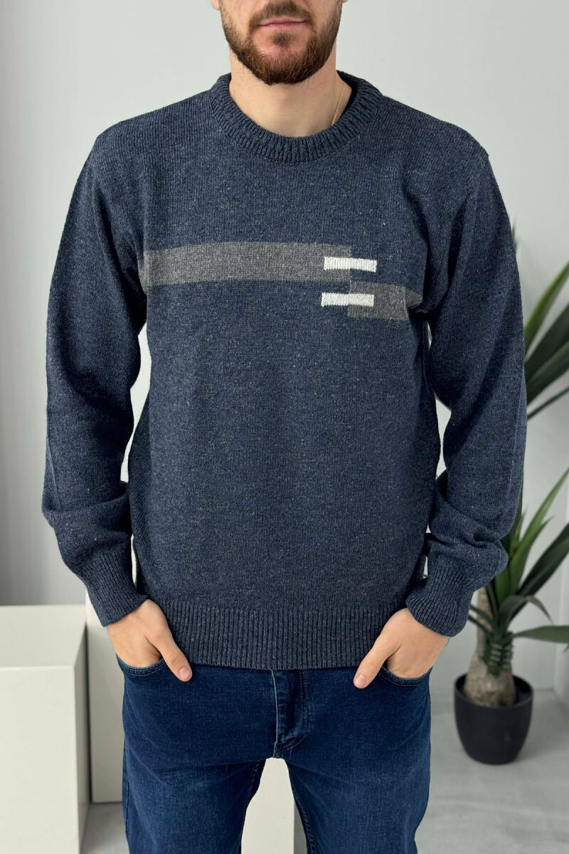 ROUND NECK SIMPLE MEN SWEATER BLUE/BLU - 2