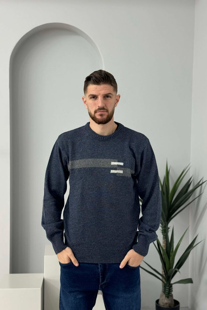 ROUND NECK SIMPLE MEN SWEATER BLUE/BLU - 3