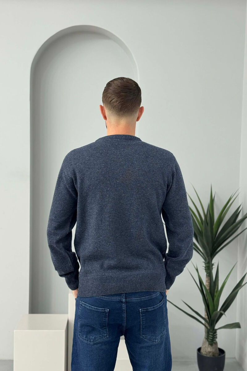 ROUND NECK SIMPLE MEN SWEATER BLUE/BLU - 4