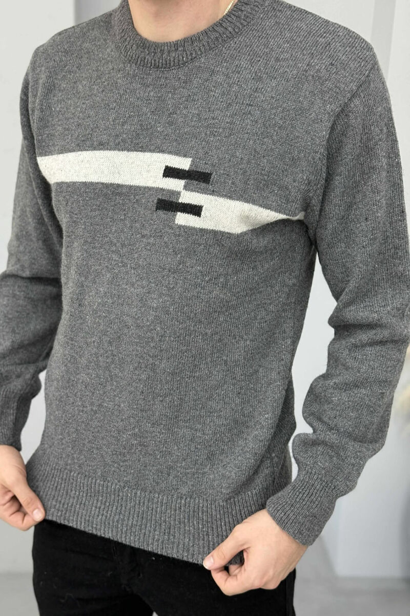 ROUND NECK SIMPLE MEN SWEATER GREY/GRI - 2