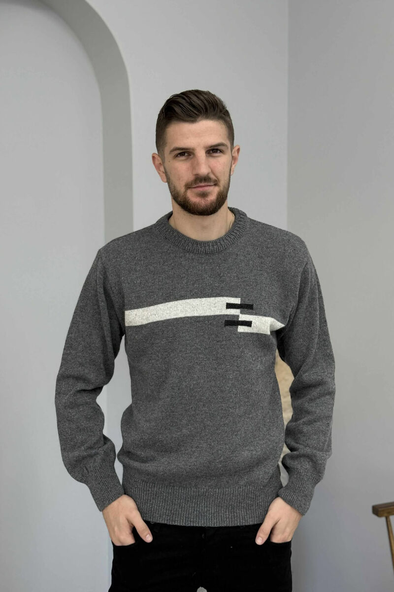 ROUND NECK SIMPLE MEN SWEATER GREY/GRI - 3