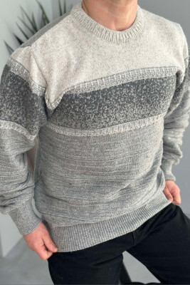 ROUND NECK SIMPLE MEN SWEATER LIGHT GREY/GZ 