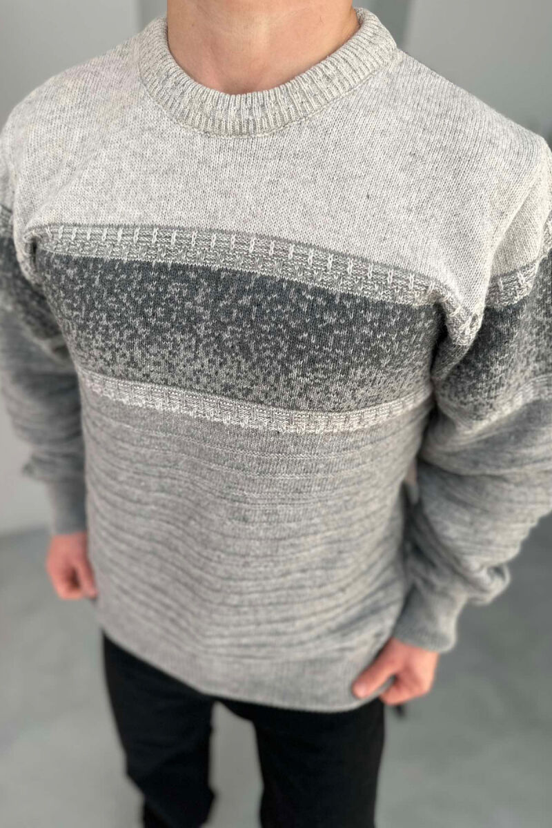 ROUND NECK SIMPLE MEN SWEATER LIGHT GREY/GZ - 3