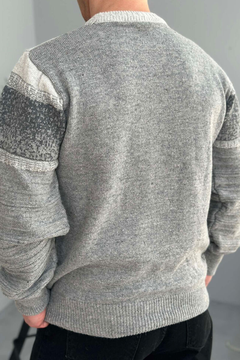 ROUND NECK SIMPLE MEN SWEATER LIGHT GREY/GZ - 4