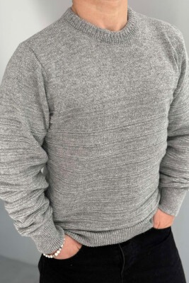 ROUND NECK SIMPLE MEN SWEATER LIGHT GREY/GZ - 1