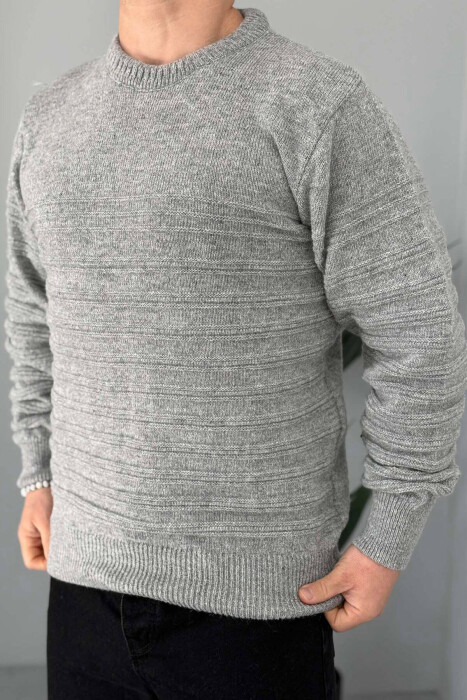 ROUND NECK SIMPLE MEN SWEATER LIGHT GREY/GZ - 3