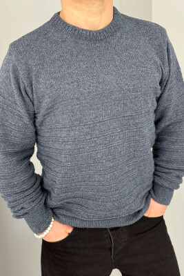 ROUND NECK SIMPLE MEN SWEATER LIGHTBLUE/BZ 