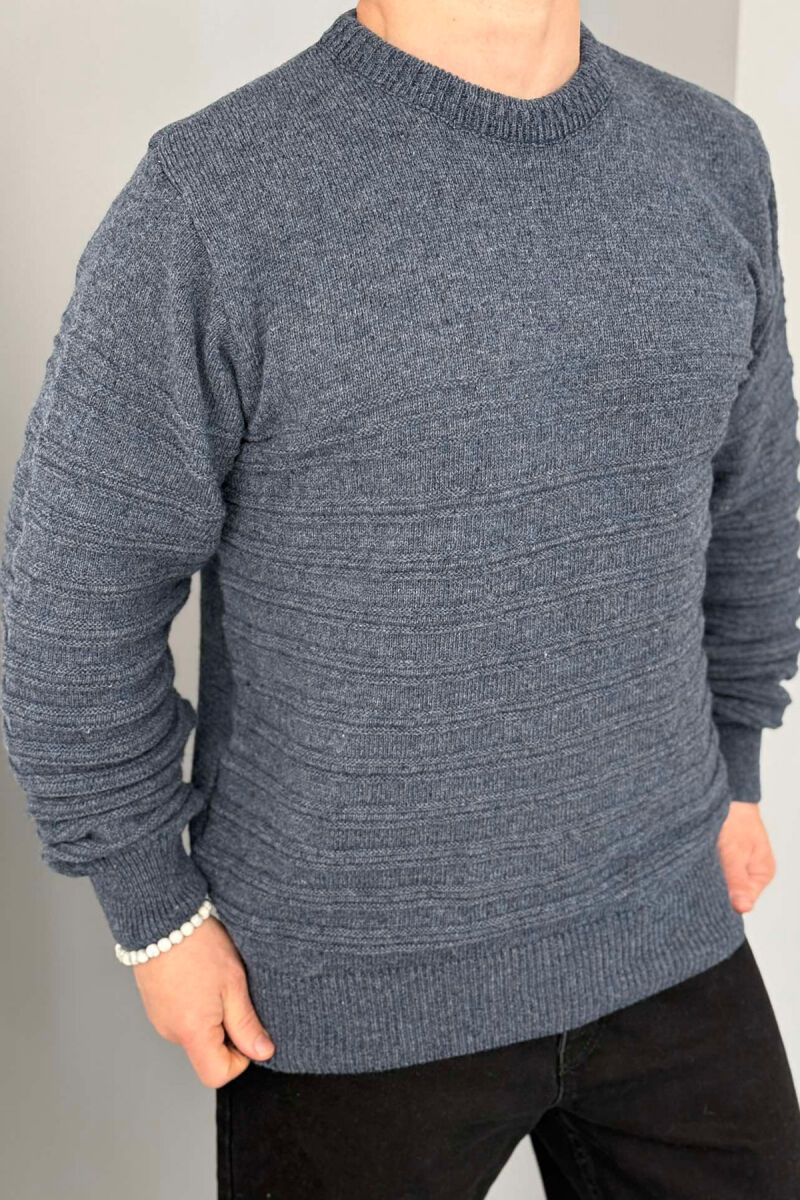 ROUND NECK SIMPLE MEN SWEATER LIGHTBLUE/BZ - 2