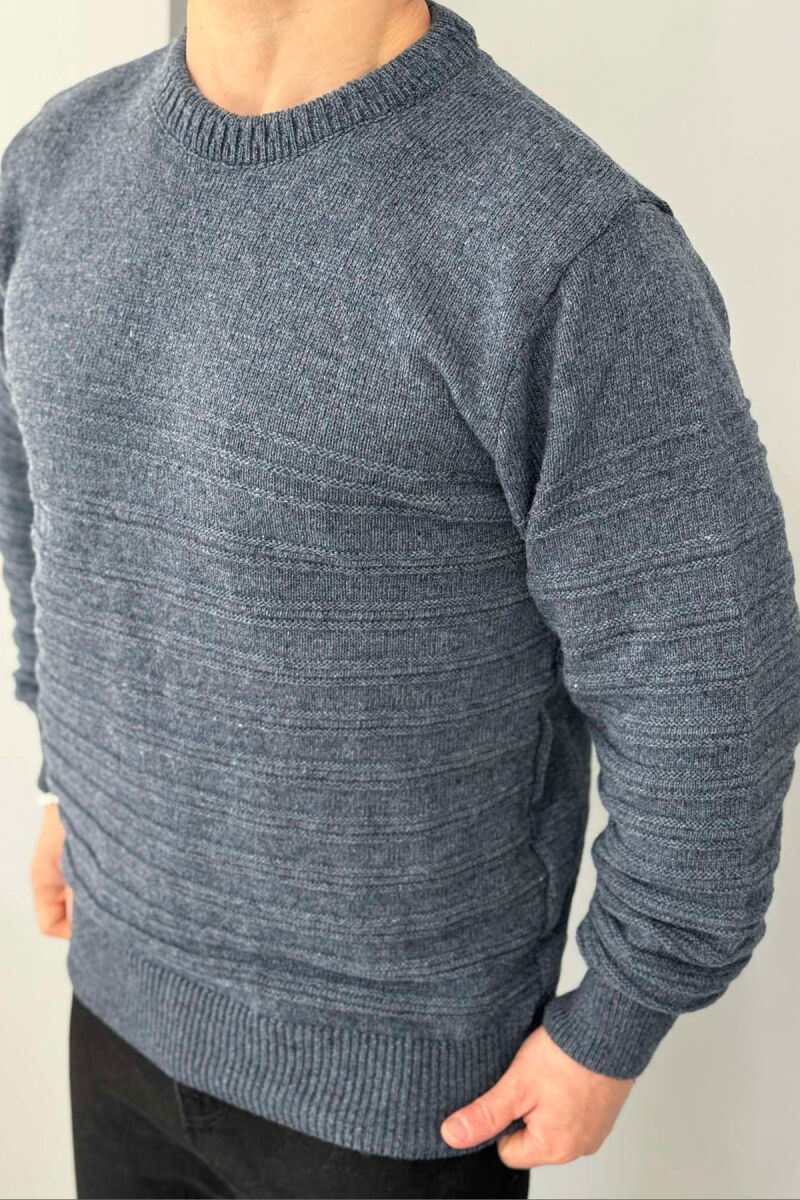 ROUND NECK SIMPLE MEN SWEATER LIGHTBLUE/BZ - 4