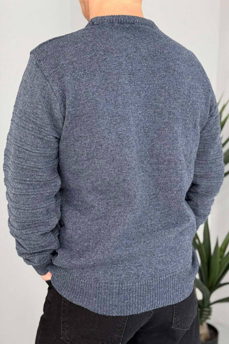 ROUND NECK SIMPLE MEN SWEATER LIGHTBLUE/BZ - 5