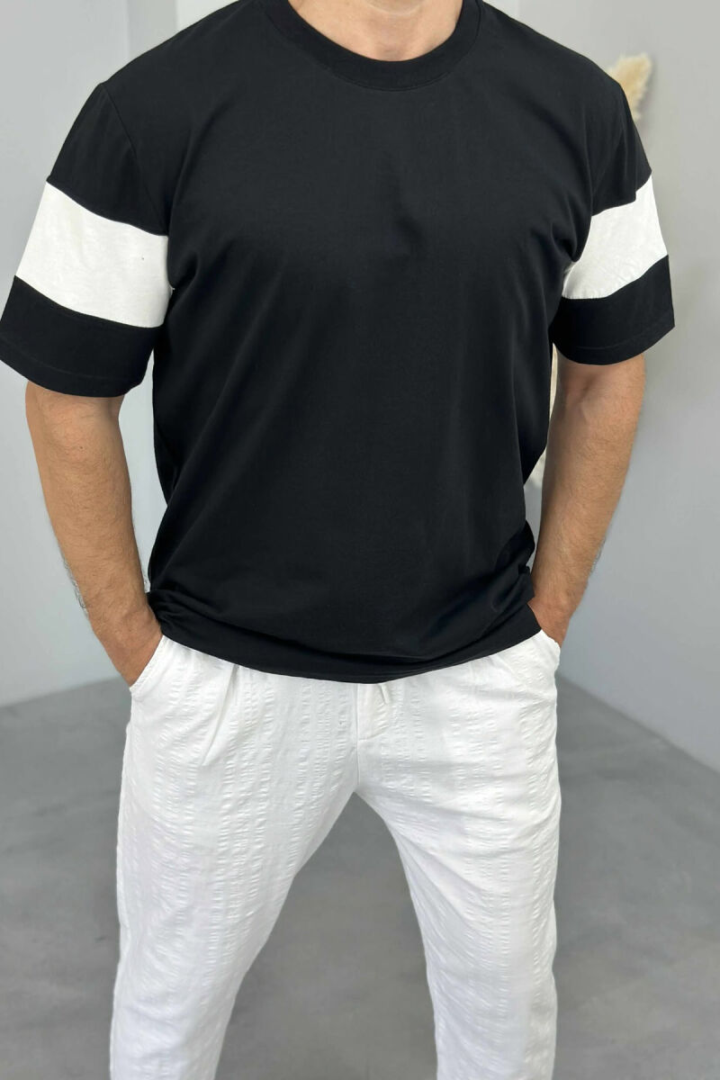 ROUND NECK SIMPLE MEN T-SHIRT BLACK/ E ZEZE - 1