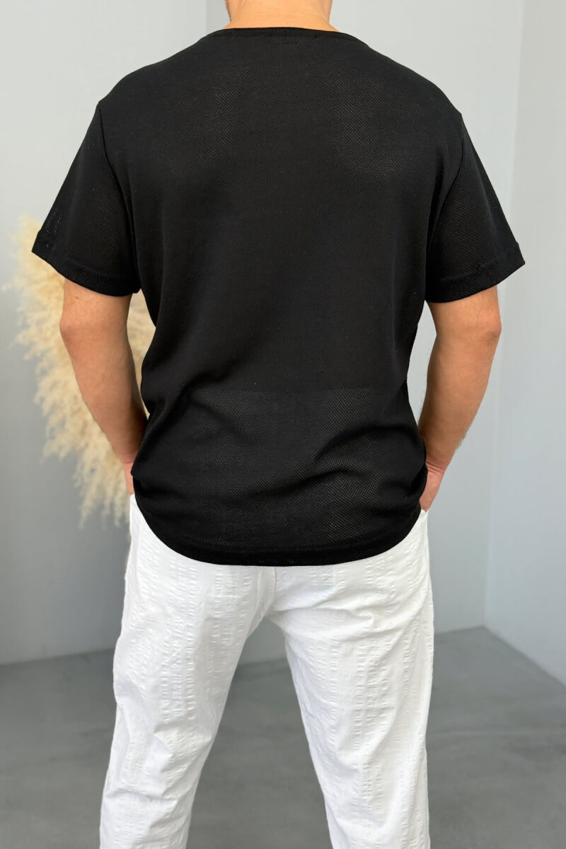 ROUND NECK SIMPLE MEN T-SHIRT BLACK/ E ZEZE - 3