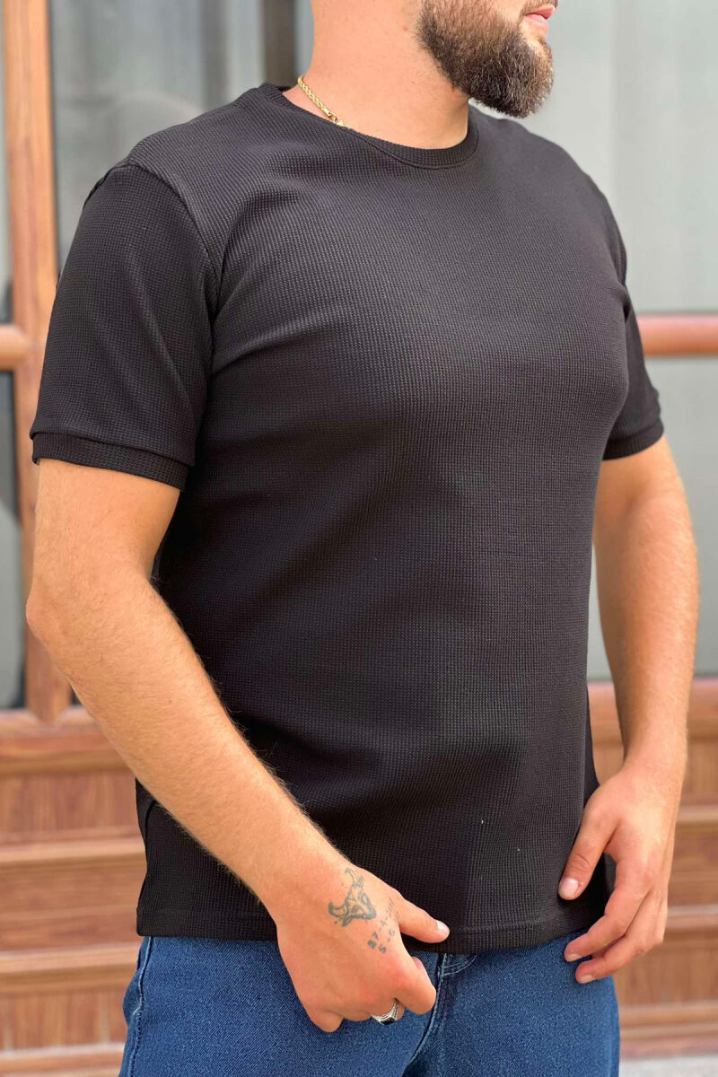 ROUND NECK SIMPLE MEN T-SHIRT BLACK/ E ZEZE - 1