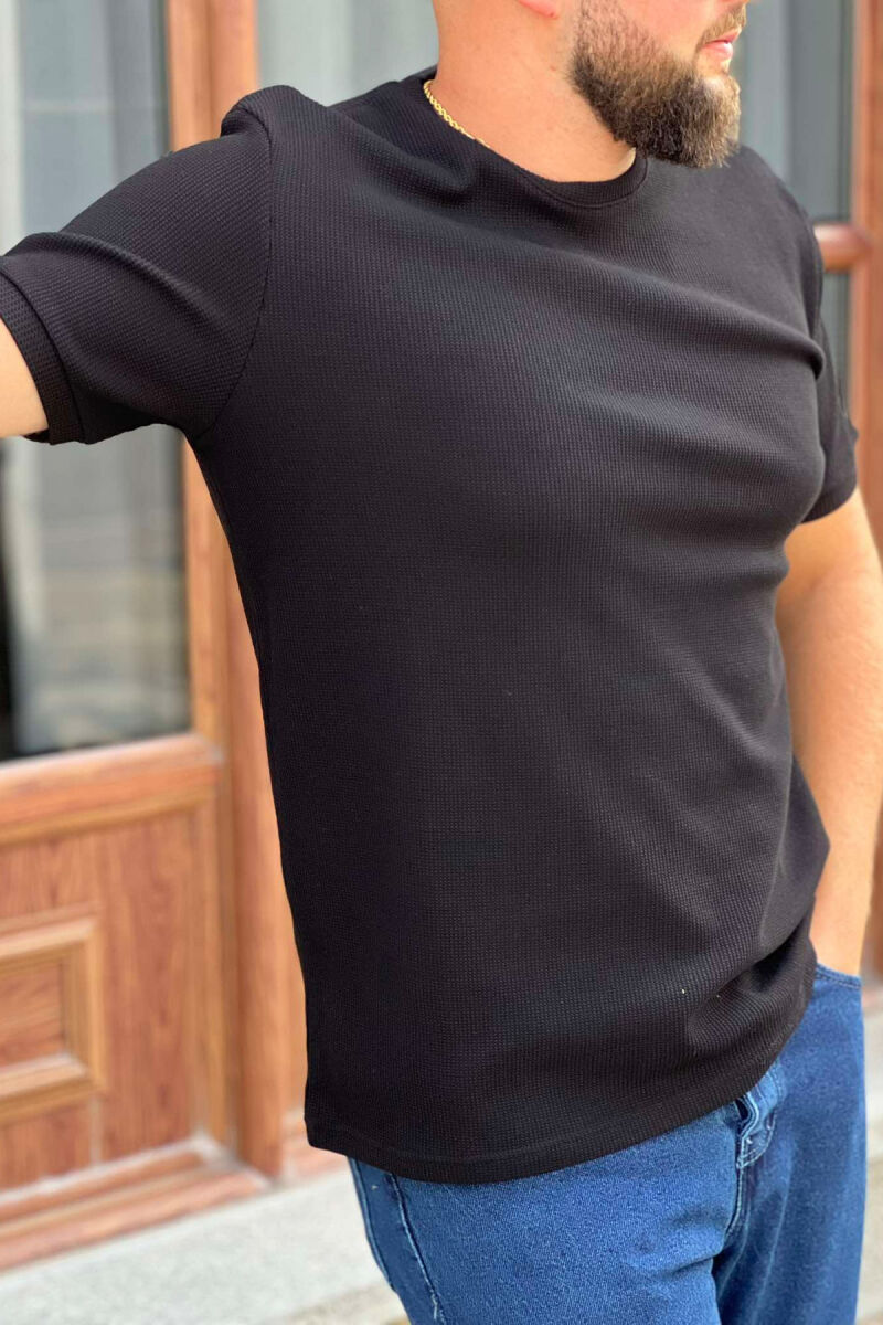 ROUND NECK SIMPLE MEN T-SHIRT BLACK/ E ZEZE - 2