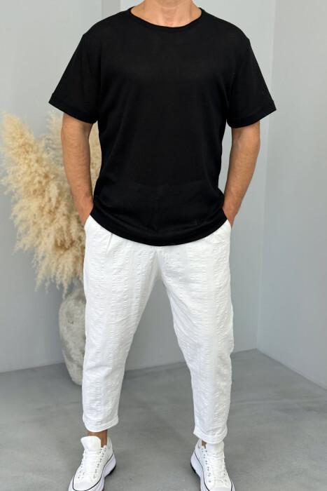 ROUND NECK SIMPLE MEN T-SHIRT BLACK/ E ZEZE - 