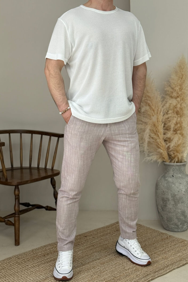 ROUND NECK SIMPLE MEN T-SHIRT WHITE-E BARDHE - 2