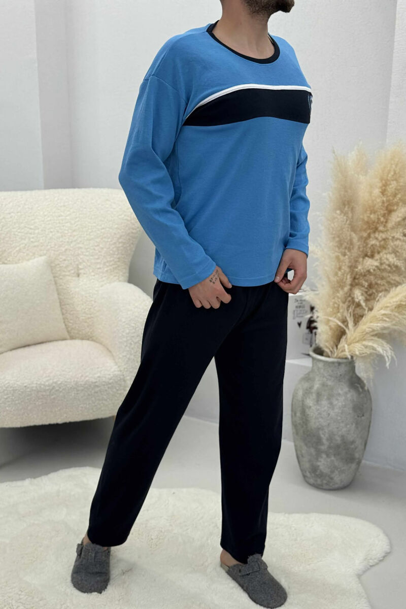 ROUND NECK SIMPLE SWEATSHIRT+SWEATPANTS MEN PYJAMAS LIGHTBLUE/BZ - 3