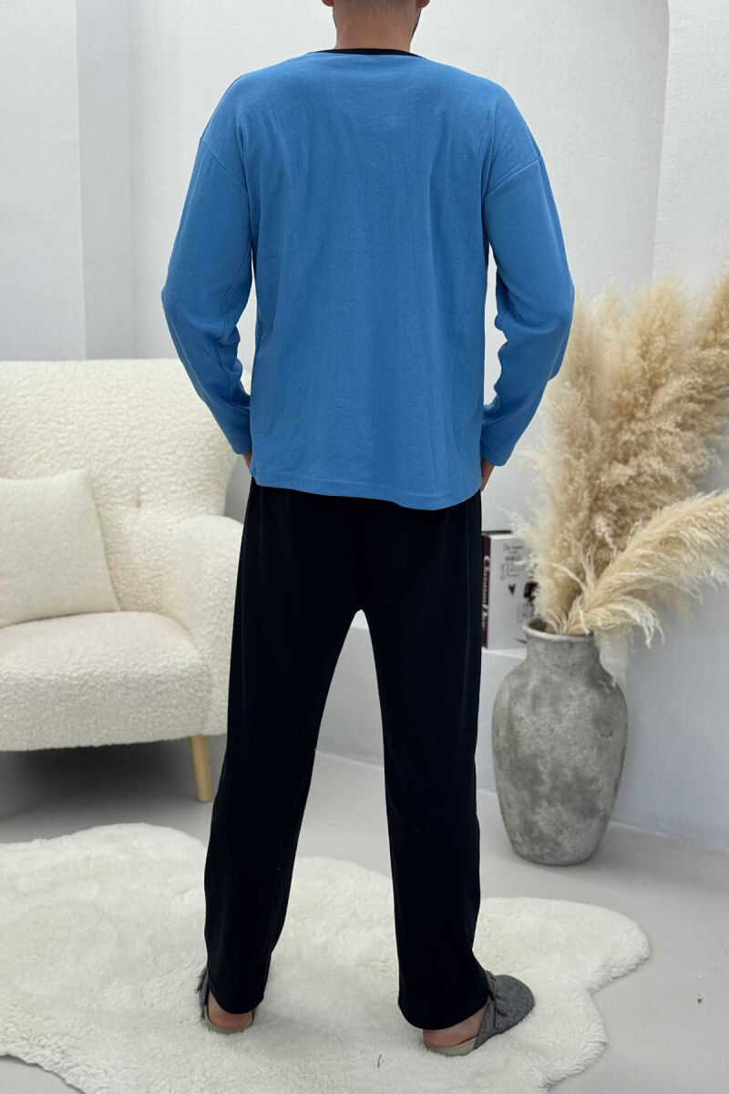 ROUND NECK SIMPLE SWEATSHIRT+SWEATPANTS MEN PYJAMAS LIGHTBLUE/BZ - 4