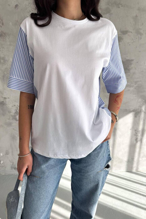 ROUND NECK SIMPLE WOMAN T-SHIRT WHITE-E BARDHE - 2