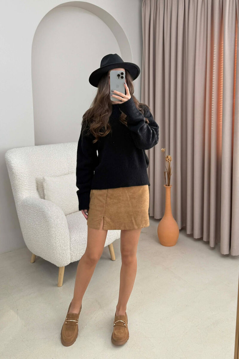 ROUND NECK SIMPLE WOMEN SWEATER BLACK/ E ZEZE - 5