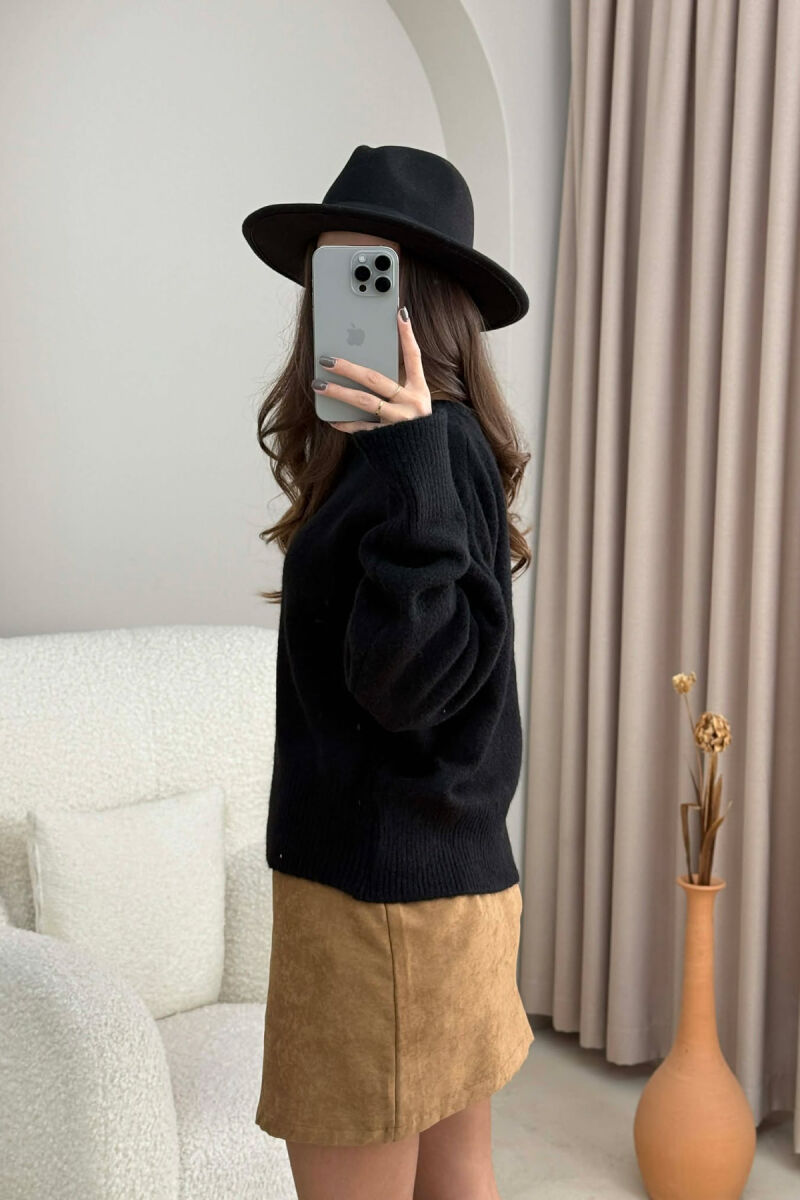 ROUND NECK SIMPLE WOMEN SWEATER BLACK/ E ZEZE - 6