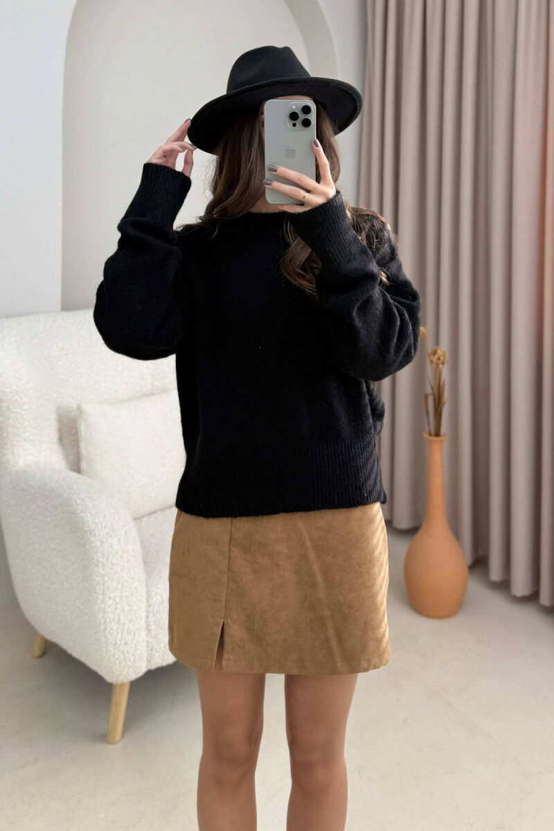 ROUND NECK SIMPLE WOMEN SWEATER BLACK/ E ZEZE - 7