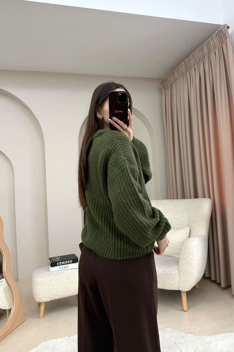 ROUND NECK SIMPLE WOMEN SWEATER GREEN/JESHILE - 2