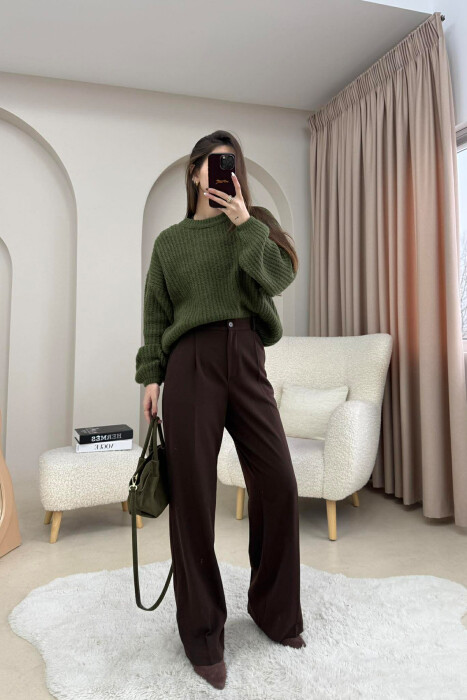 ROUND NECK SIMPLE WOMEN SWEATER GREEN/JESHILE - 4