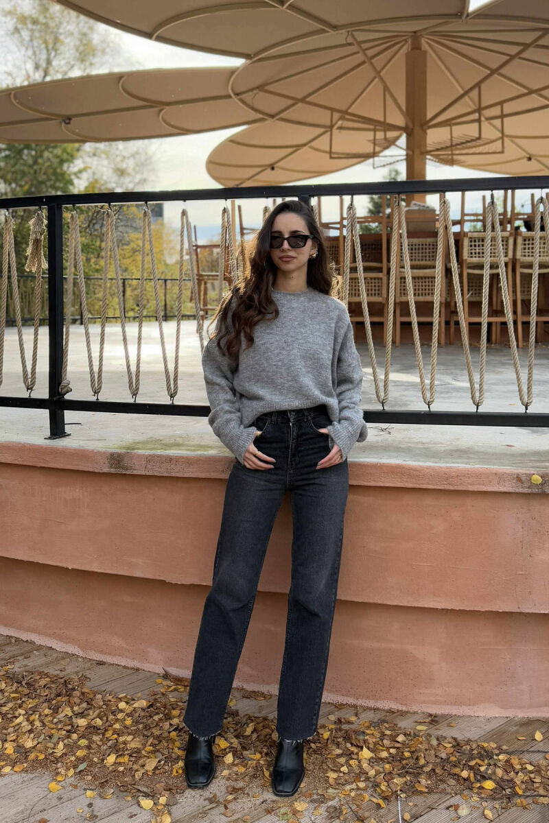 ROUND NECK SIMPLE WOMEN SWEATER GREY/GRI - 2