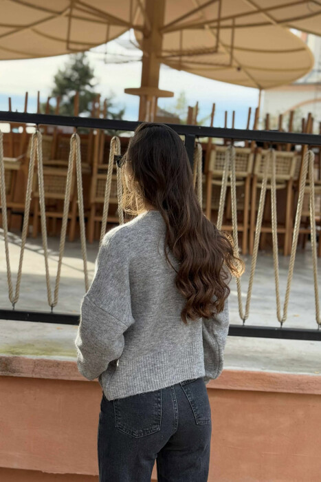 ROUND NECK SIMPLE WOMEN SWEATER GREY/GRI - 5