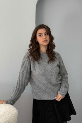 ROUND NECK SIMPLE WOMEN SWEATER GREY/GRI 