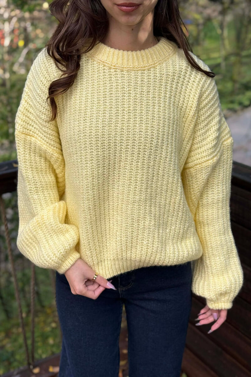 ROUND NECK SIMPLE WOMEN SWEATER YELLOW/E VERDHE - 2