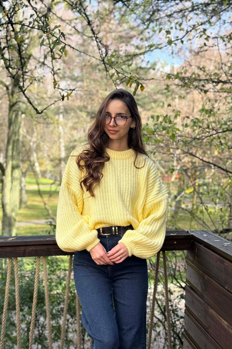 ROUND NECK SIMPLE WOMEN SWEATER YELLOW/E VERDHE - 4