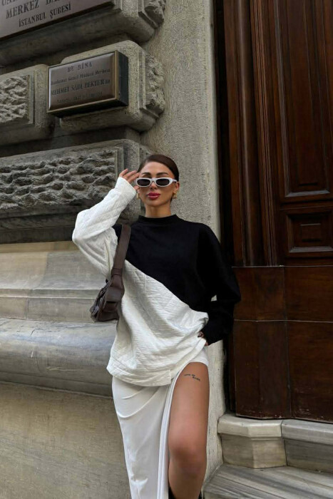 ROUND NECK SIMPLE WOMEN SWEATSHIRT BLACK/ E ZEZE - 4