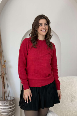 ROUND NECK SIMPLE WOMEN SWEATER RED/E KUQE 