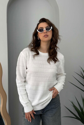 ROUND NECK SIMPLE WOMEN SWEATSHIRT WHITE-E BARDHE 