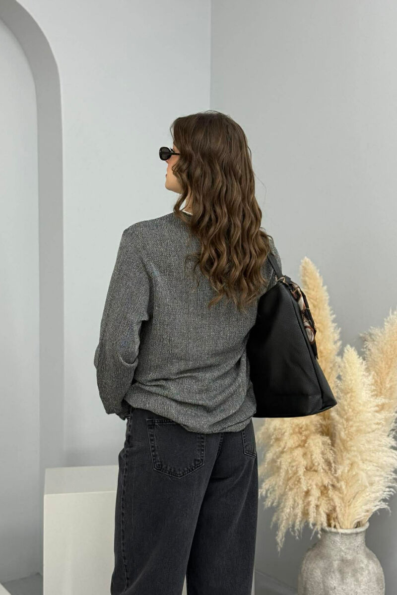 ROUND NECK SINGLE POCKET WOMEN SWEATER BLACK/ E ZEZE - 5