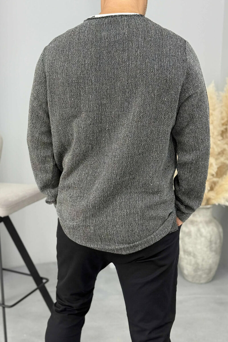 ROUND NECK SINGLE POCKET MEN SWEATER BLACK/ E ZEZE - 3