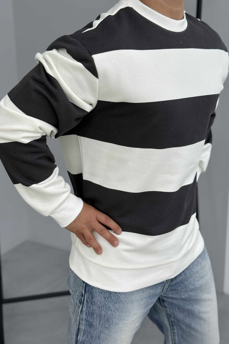 ROUND NECK STRIPE DESIGN MEN SWEATSHIRT DARK GREY/GEE - 2