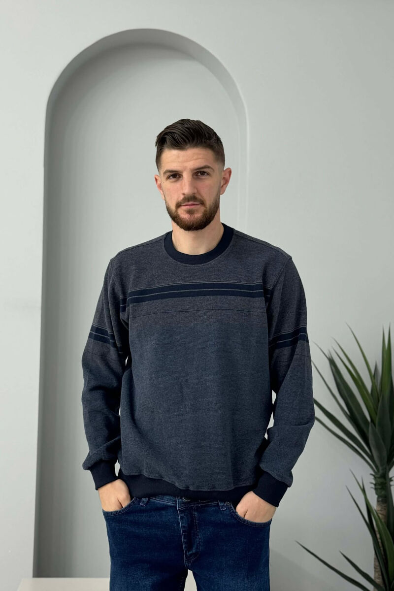 ROUND NECK STRIPED MEN SWEATER BLUE/BLU - 3