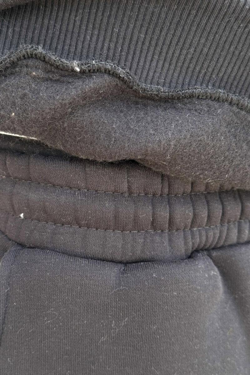 ROUND NECK SWEATSHIRT+JOGGERS FLUFFY MEN SET BLACK/ E ZEZE - 4